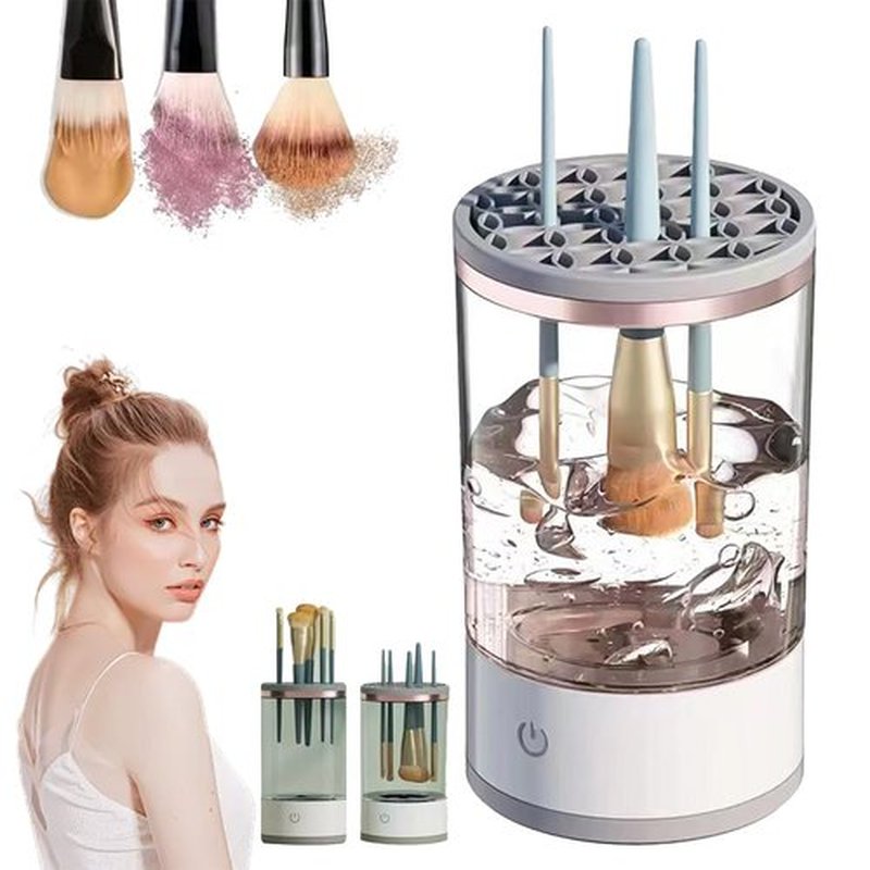 The Cozy Luna Brush Cleaner for All Makeup Brush, 9000 RPM Beauty Swirl Cosmetic Brush Cleaner, Automatic Electric Makeup Brush Cleaner, IP65 Waterproof, Your Makeup Brush Game Changer (White*1PCS)