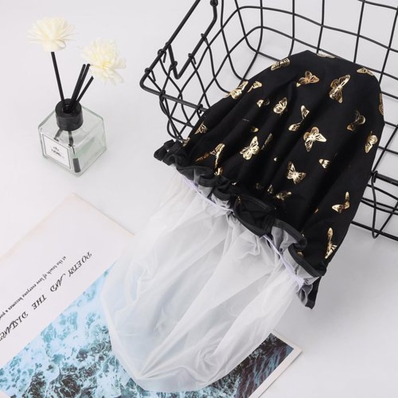 4 Pcs Shower Caps Hat for Women and Girl, Reusable Waterproof Bath Cap Double Waterproof Layers Butterfly