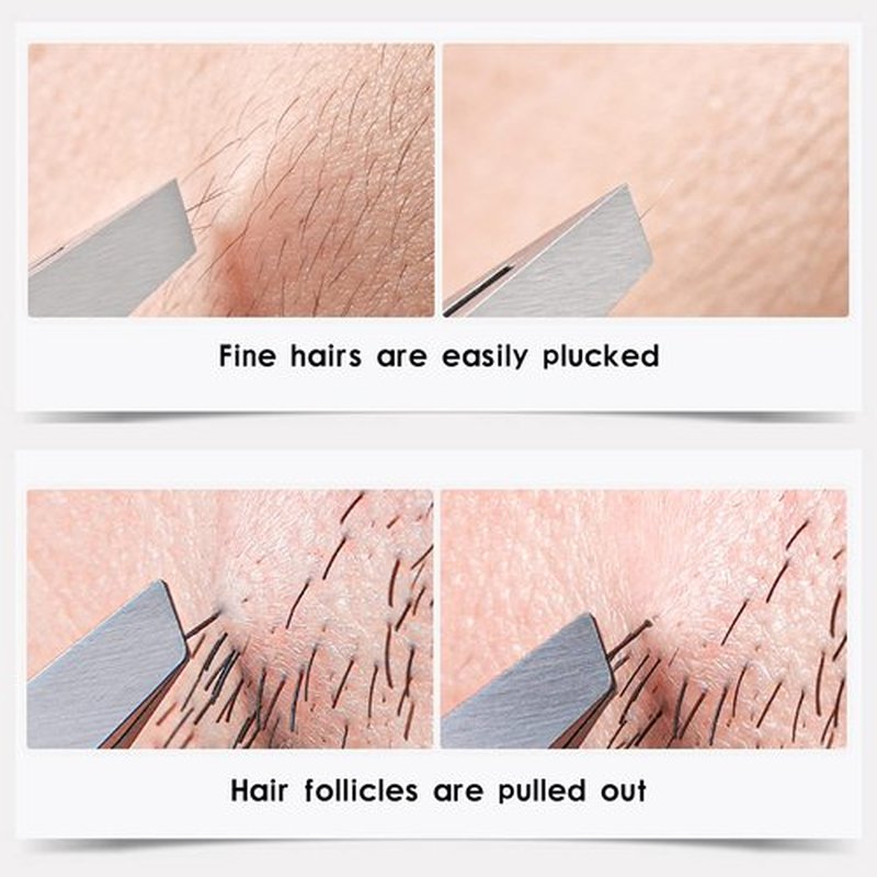 Flat and Slant Tip Tweezers of 2 Pack, Stainless Steel Precision Tweezer for Women Eyebrow & Hair Removal
