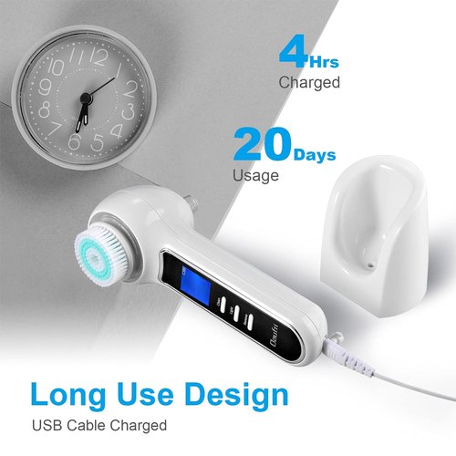 UMICKOO Face Scrubber Exfoliator,Facial Cleansing Brush Waterproof with LCD Screen,Blackhead Remover Vacuum with 5 Brush Heads,Face Spin Brush for Exfoliating, Massaging and Deep Pore Cleansing