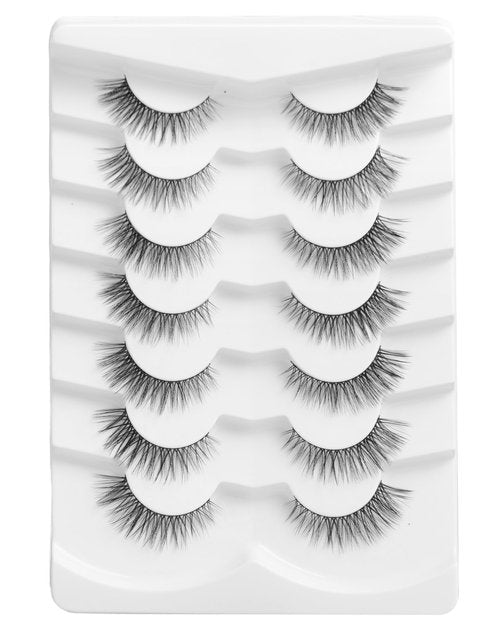 Onlyall Natural Lashes Wispy Lashes Natural Look False Eyelashes Natural Flared Eyelashes False Eye Lashes Soft Fluffy Lashes 7 Pairs DK53