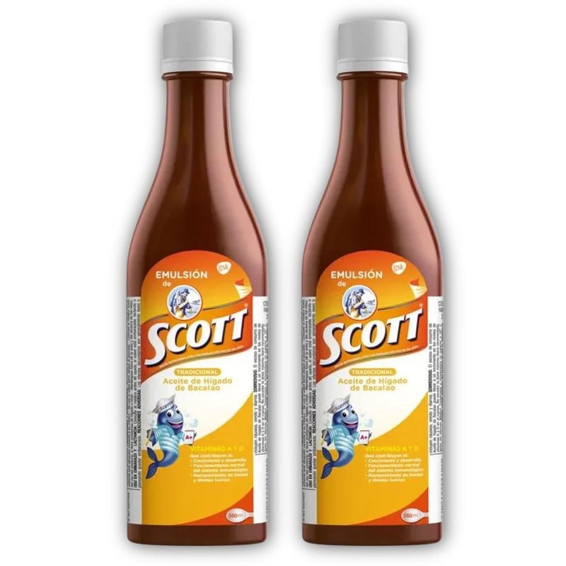 Emulsion de Scott Cod Liver Oil - Traditional Flavor, 2 Pack of 6.1 fl oz | Vitamin A & Calcium Dietary Supplement for Kids