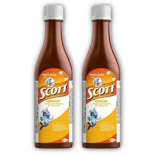 Emulsion de Scott Cod Liver Oil - Traditional Flavor, 2 Pack of 6.1 fl oz | Vitamin A & Calcium Dietary Supplement for Kids
