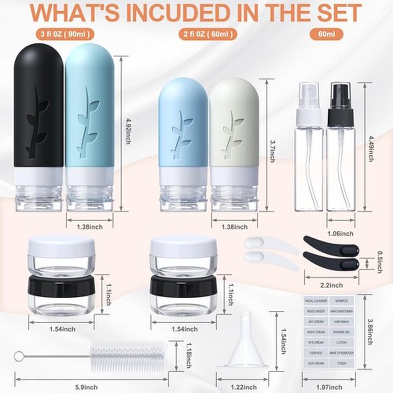 18 Pcs Travel Bottles for Toiletries, Silicone Travel Size Toiletries of Travel Containers Set, Refillable & Leakproof Travel Bottles Kit with TSA Approved Travel Size Bottles (black)