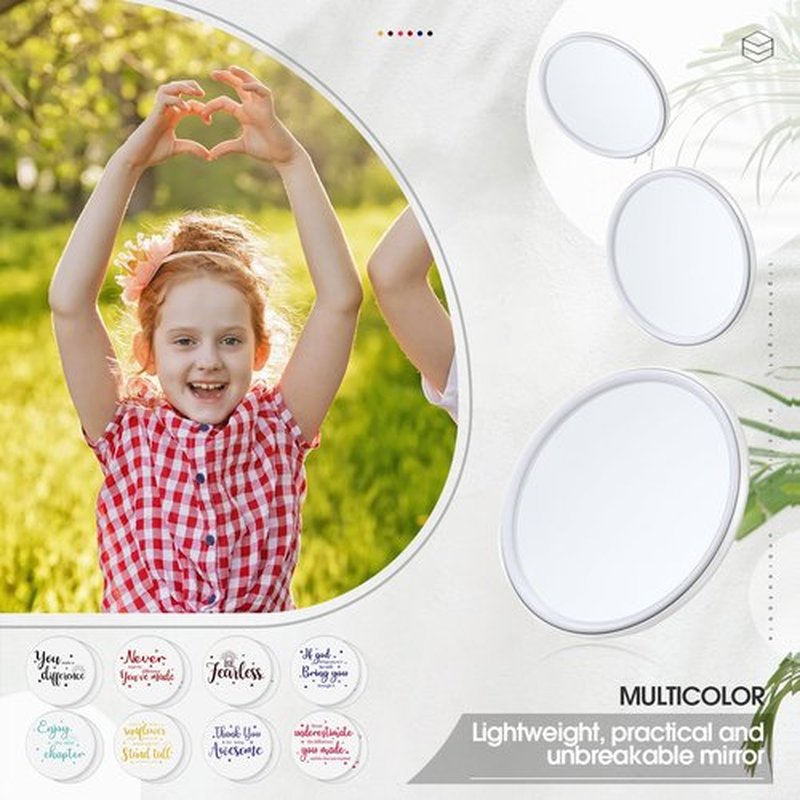 Kigley 2.8 Inch Inspirational Compact Mirror Bulk Round Portable Pocket Makeup Glass Mirror Purse Mini Small Mirror for Women Teacher Girls Coworker Friends (White Base, 48 Pcs)