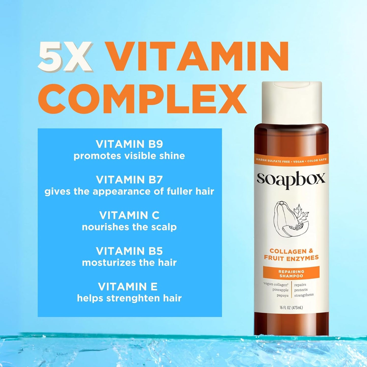 Soapbox Shampoo, Vegan & Cruelty Free Hydrating Shampoo with Tea Tree with Shea Butter, Color Safe, Paraben and Harsh Sulfate Free All Natural Hair Cleanser, 16oz (Pack of 3)