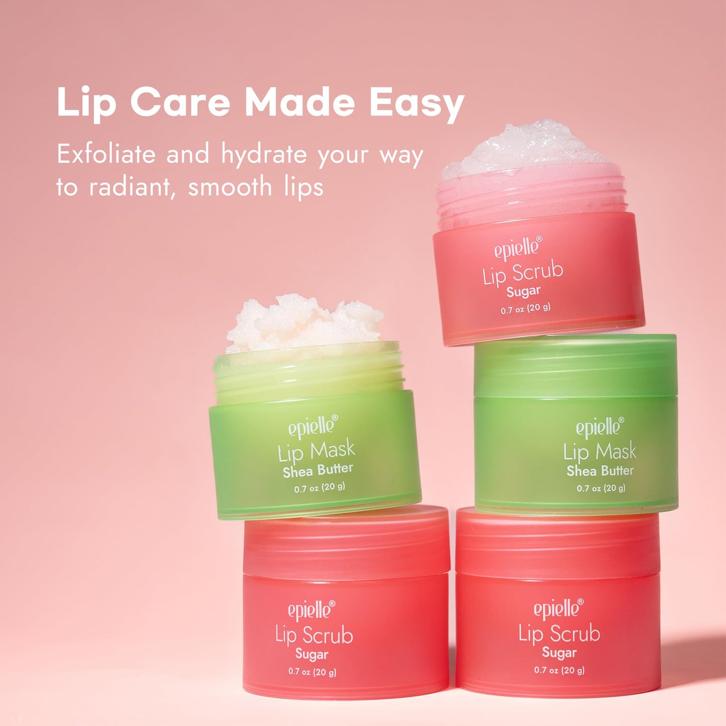 Epielle Lip Care Heroes Buff & Shine, Sugar Scrub & Sleeping Mask Lip Care Kit, Exfoliate & Hydrate, 2-Piece Set for Day & Night Care, K-Beauty