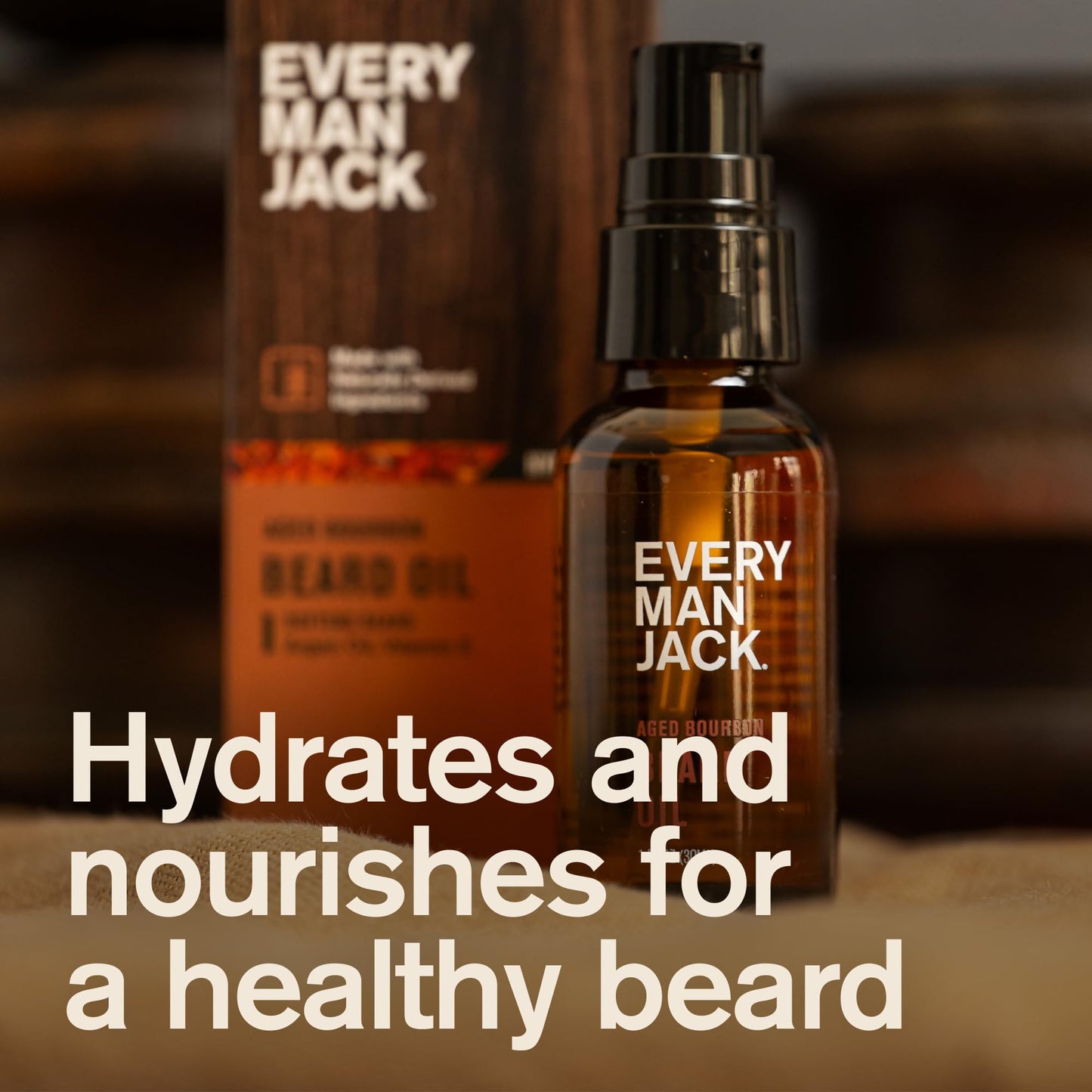 Every Man Jack Hydrating Beard Oil for Men, Aged Bourbon, 1oz (2pk)