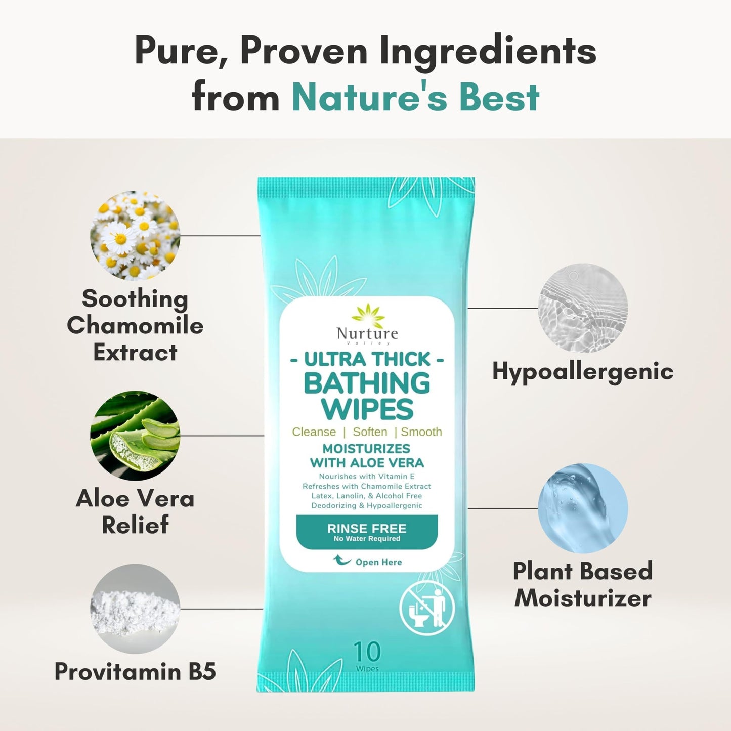 Nurture XL Ultra Thick Body Wipes for Adults with Aloe No Rinse Cleansing