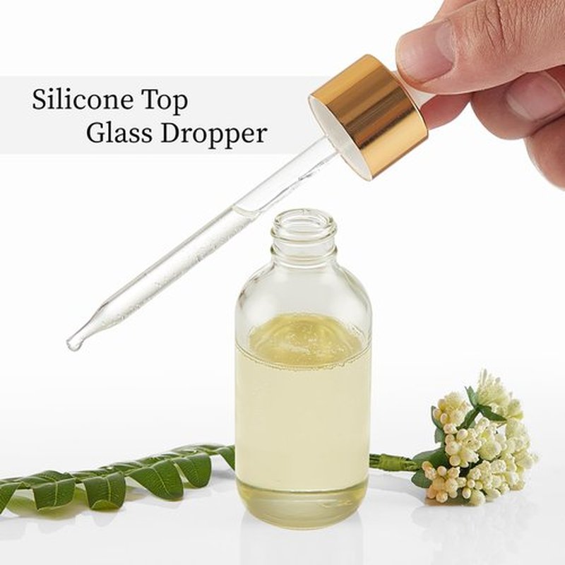 Bastelica Clear Glass Dropper Bottle 4 oz, Tincture Bottles with Dropper, Golden Cap Essential Oils Bottles for Health, Personal Care & Beauty - 4 Pack