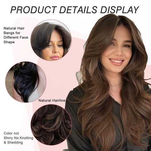 Jolelyne Silver Gray Ombre Wigs Layered Wavy Wig with Curtain Bangs for White Women Light Grey Body Wave Wig Natural Long Hair Wig for Women Synthetic Silver Highlight Gray Wig