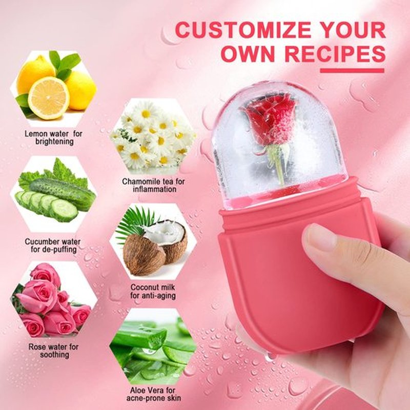 Ice Roller For Face and Eye, Ice Facial Roller Massage guasha Shrink Pore Skin Care Tools, Reusable Ice Stick Remove Dark Circle, Ice Face Mold Sphere Face Ice Cubes for Brighten Lubricate Fine Lines