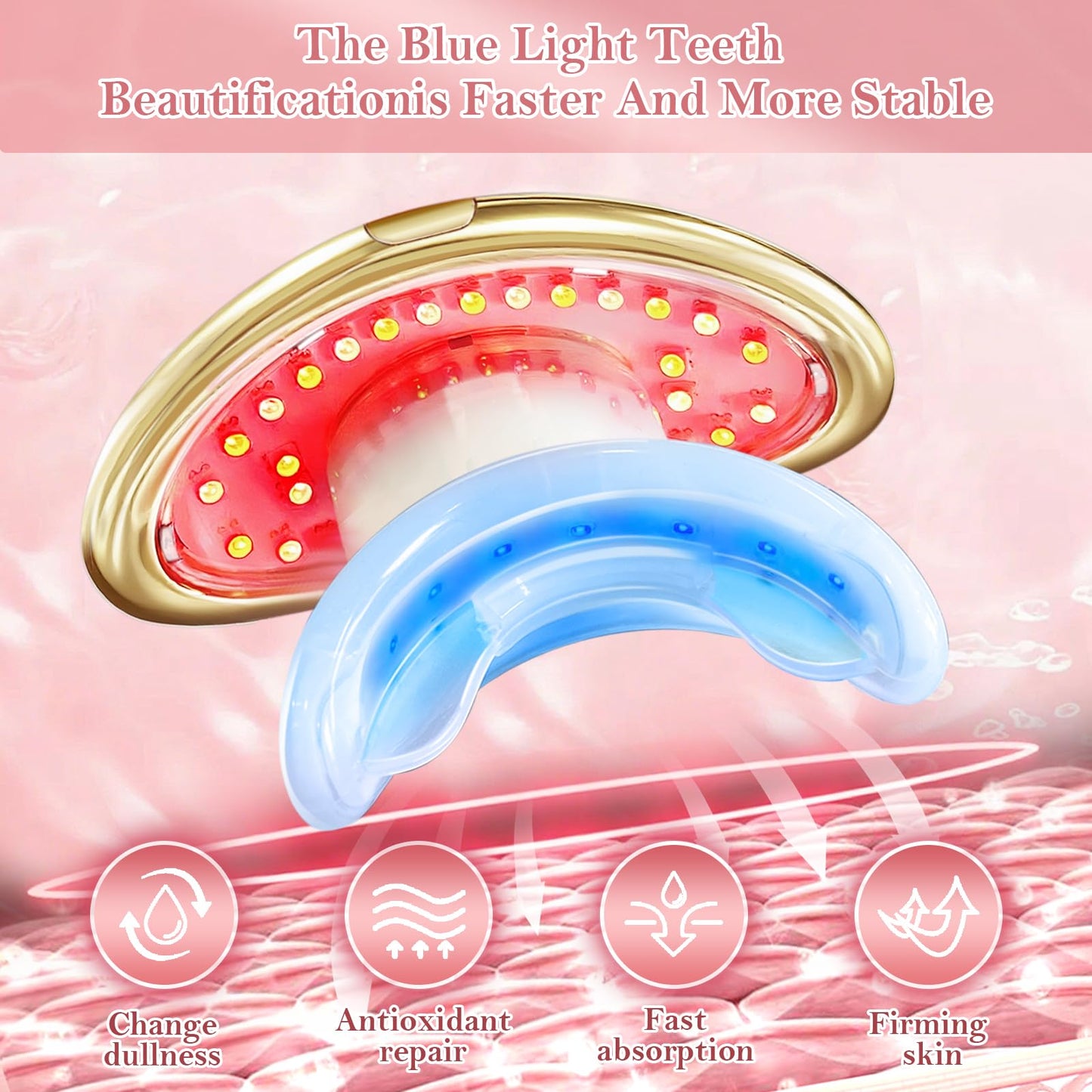 Lip Plumper Device - 2 in 1 Lip and Teeth Brighten Reduce Lip Wrinkles Lip Quick Lip Plumper for Women Female (Gold)