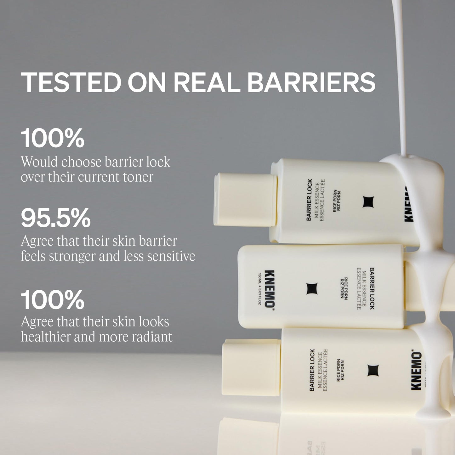 KNEMO BARRIER LOCK Rice PDRN Milk Essence - Intense Hydrating Barrier Repair Milky Toner with 6 Ceramides Deep Moisture for Dry, Sensitive, & Irritated Skin