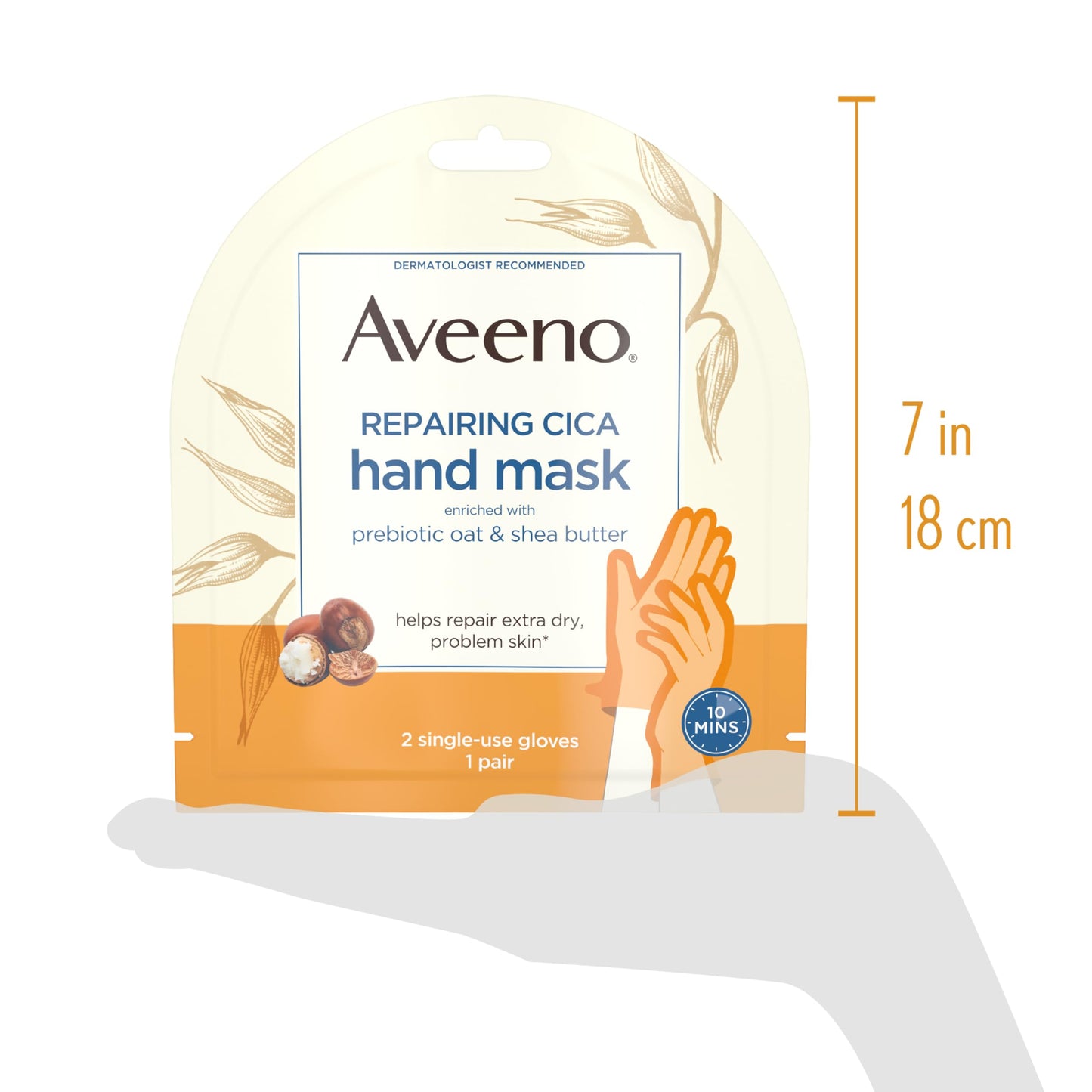 Aveeno SkinRelief Repairing Hand Mask, Moisturizing Gloves with Triple Oat & Shea Butter for Very DrySkin, Hand Care for SensitiveSkin, Fragrance-Free, 1 Pair of Single-Use Gloves (Pack of 4)