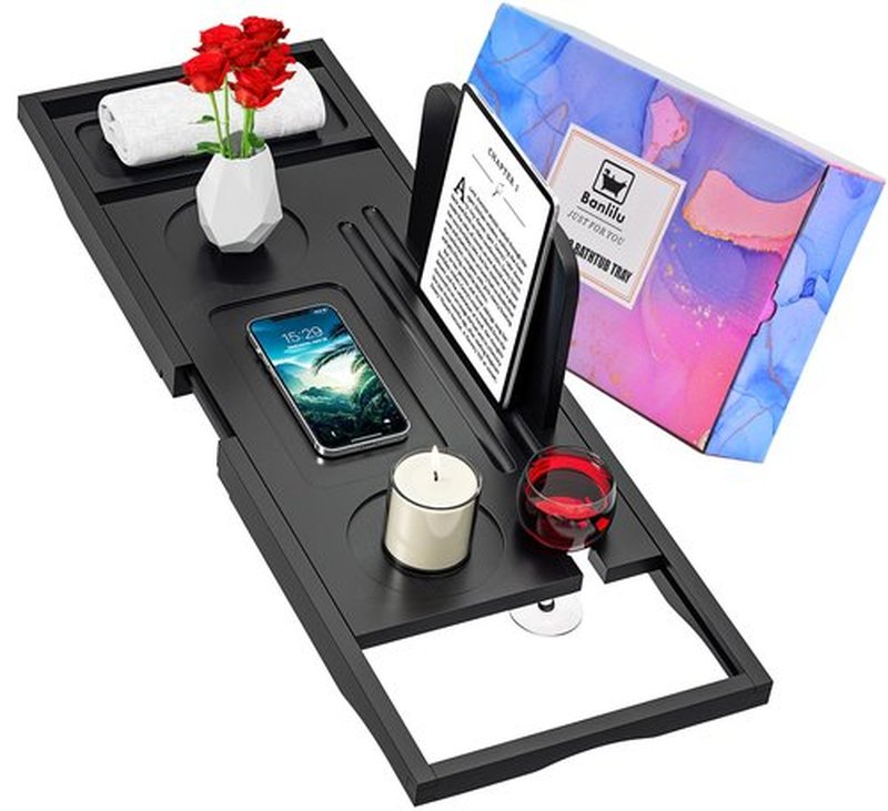 Premium Bathtub Caddy Tray - Bath Tray - Bath Tub Tray Table for Bathtub - Bath Caddy Tray for Bathtub, Expandable Size, Fits Most Bath Tubs