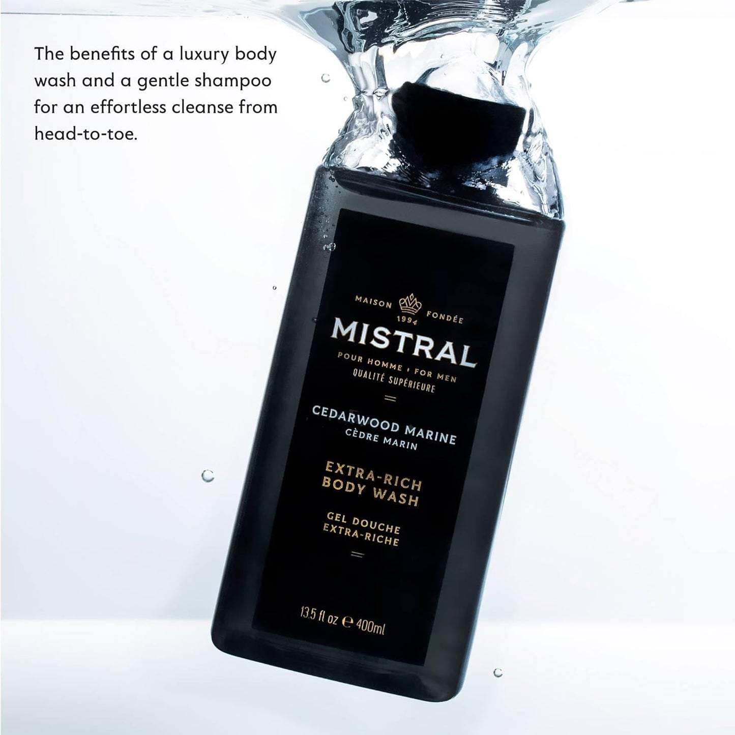 Men's 2-in-1 Body Wash & Shampoo - Black Amber, 13.5 oz | Natural, SLS & Paraben Free
