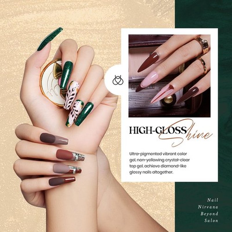 Beetles Gel Nail Polish Set, 23 PCS 20 Colors New Year Gel Nail Polish Kit Green Red Blue Glitter Gold Brown with Base Coat Glossy Matte Top Coat Gel Polish Soak Off Uv Fall Winter Gifts for Women