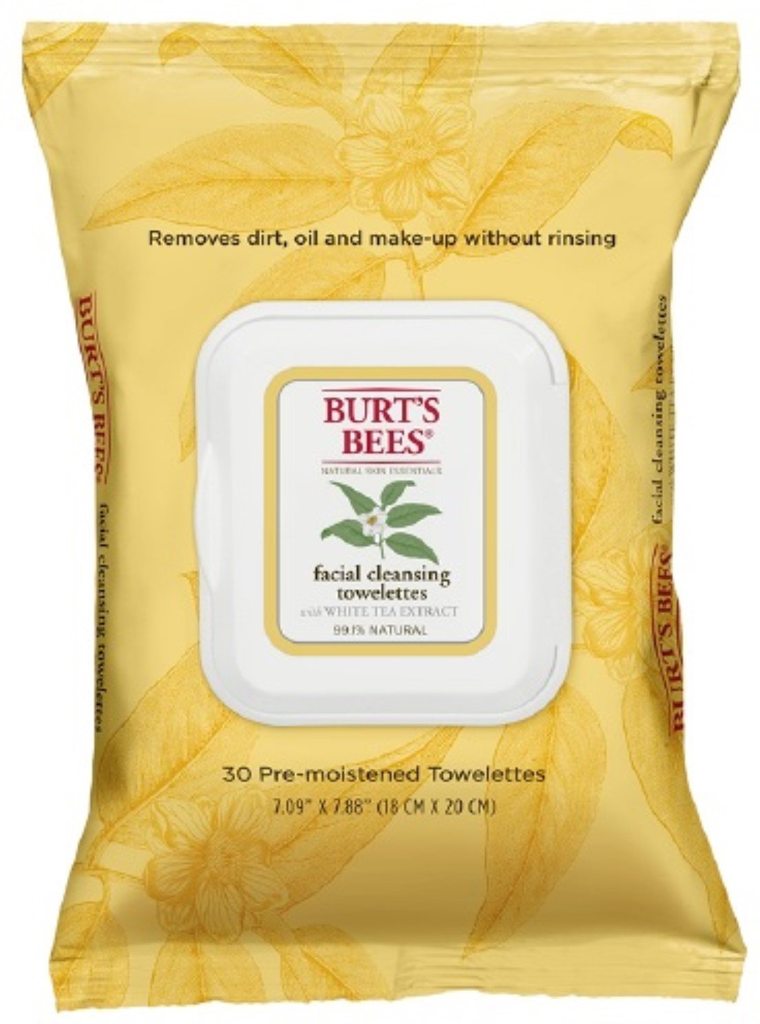 Burt's Bees Facial Cleansing Towelettes - Natural Skin Essentials, 30 Count (3-Pack)