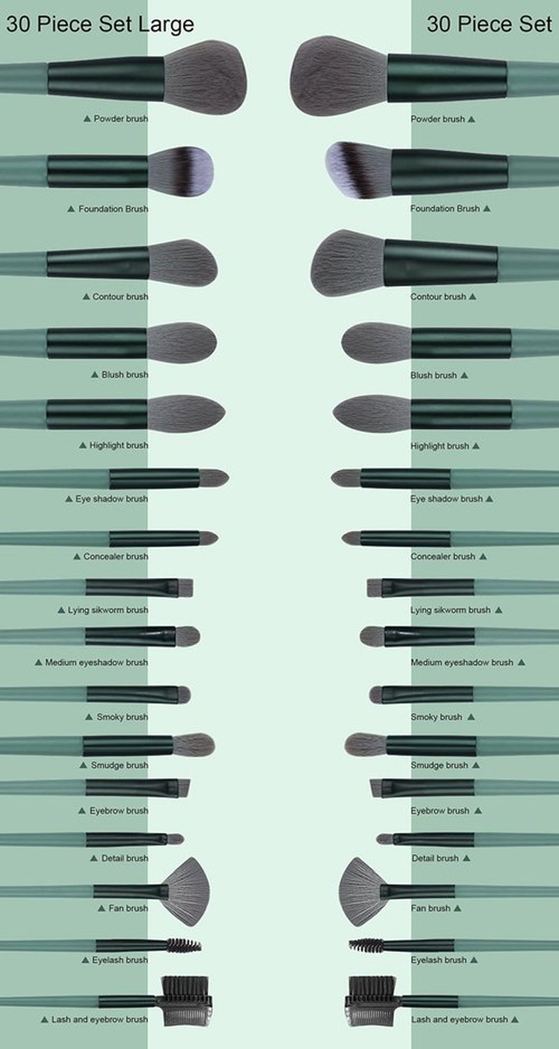 Koccido Makeup Brushes 30 Pcs Makeup Kit,Foundation Brush Eyeshadow Brush Make up Brushes Set (Green, 30 Piece Set)
