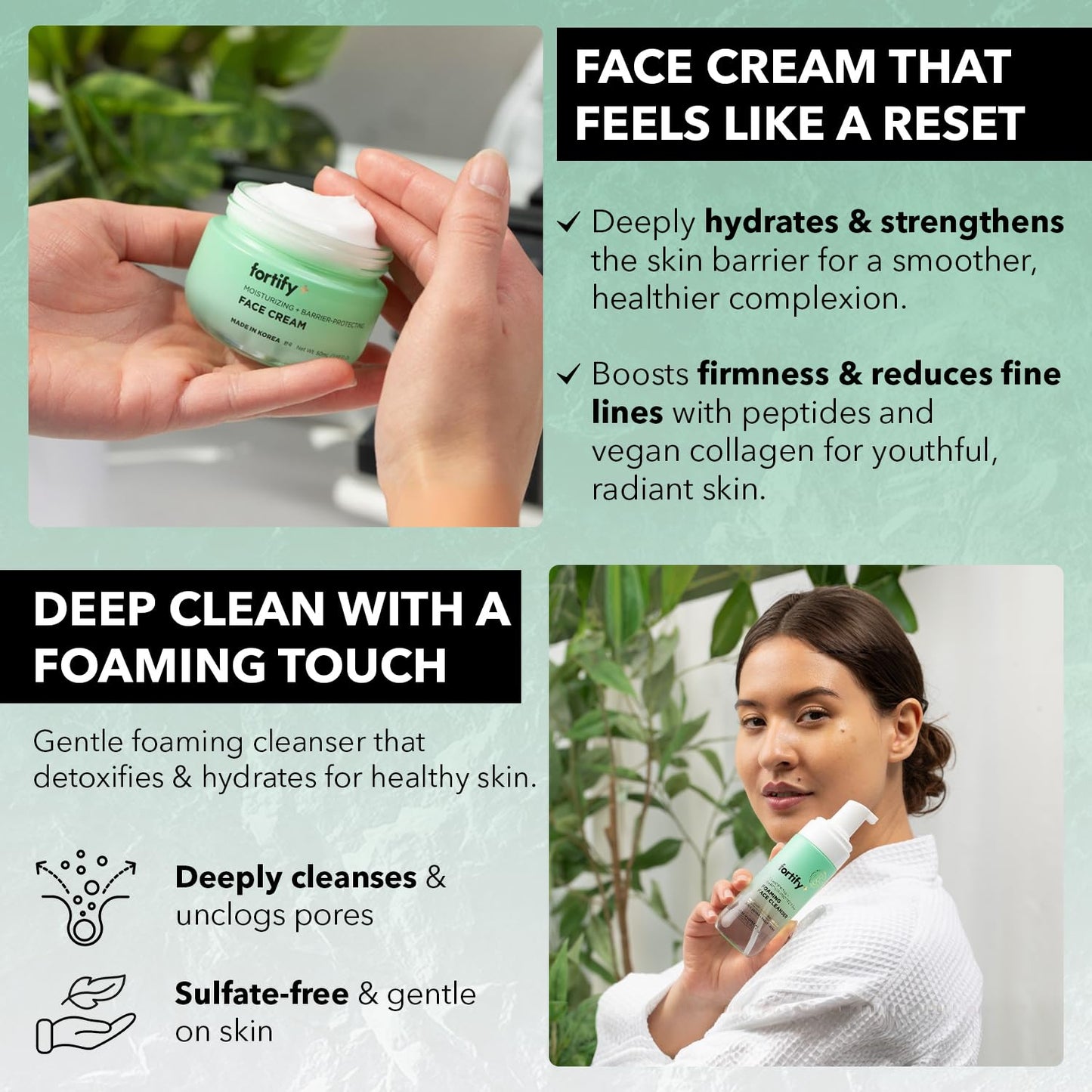 Fortify Skincare Total Rejuvenation Set - Multi Purpose 3-In-1: Detox, Treat, Boost with Cica & Zeolite for Firming, Barrier Care & Hydration - Dermatologist Tested, Korean Skin Care, Vegan - 8 Pack