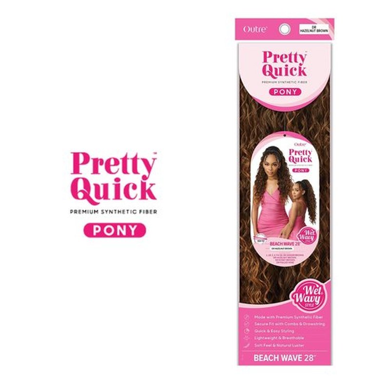 Outre Ponytail Pretty Quick Beach Wave 28" (DRHNBRN)