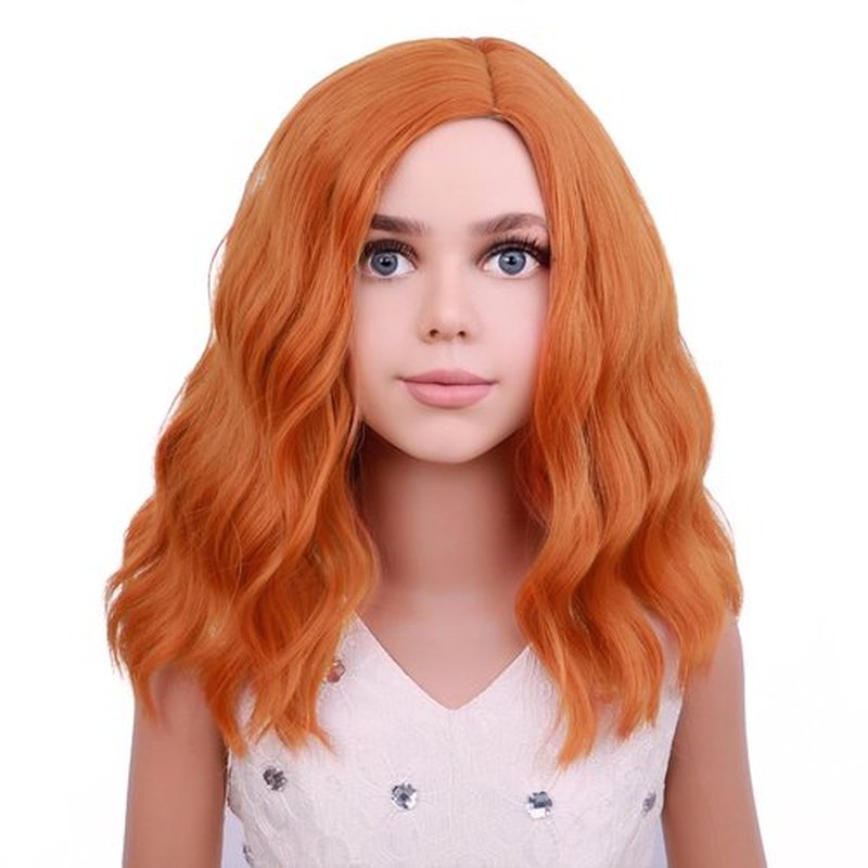 PATTNIUM Kids Child Orange Wig Short Curly Orange Wig Ginger Wig for Kids Dark Orange Wig Synthetic Hair Girls Wig (Dark Orange)