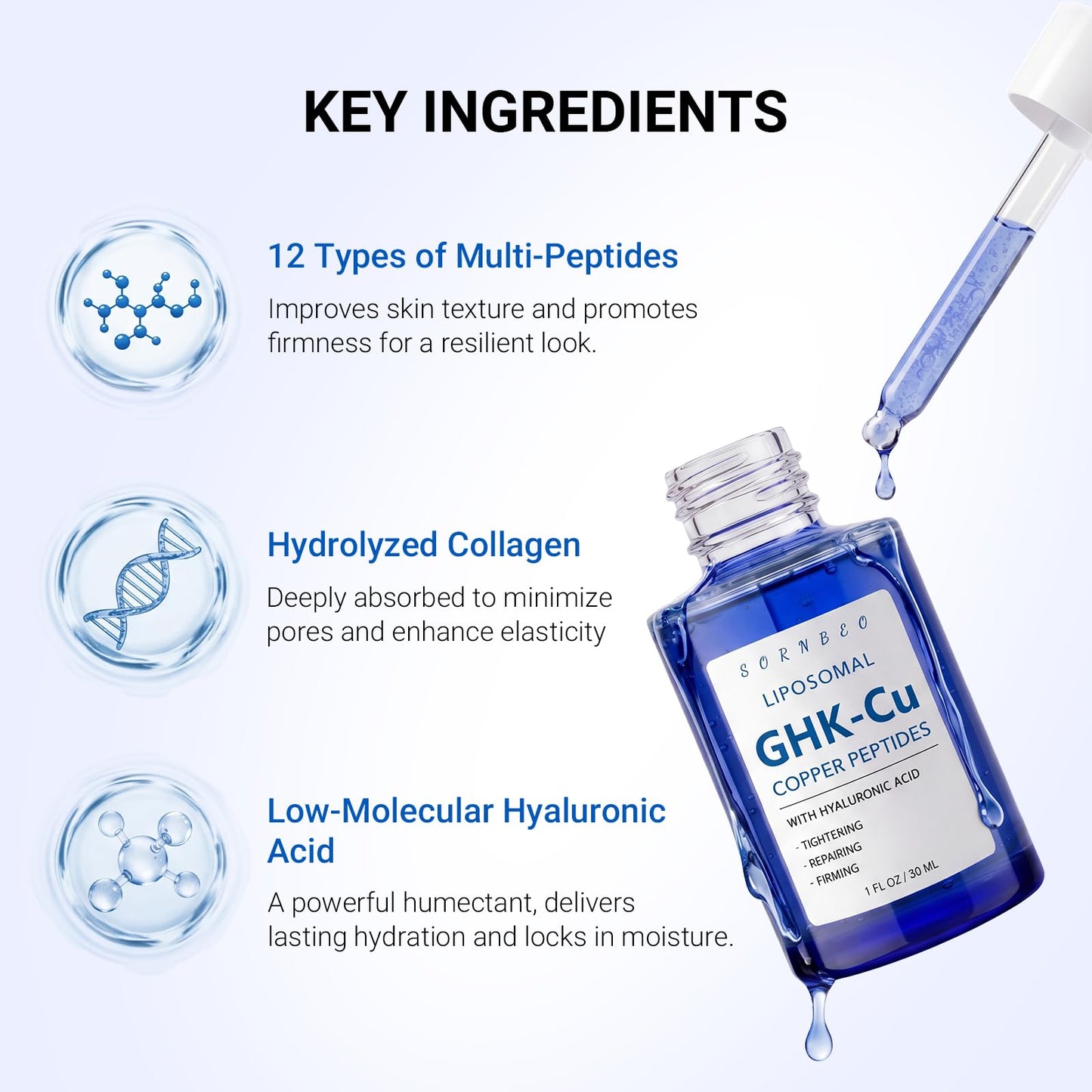 Copper Peptides Serum for Face with Liposomal 2% GHK-Cu, PDRN, Multi-Peptide & Hyaluronic Acid - Advanced Korean Anti-Aging Serum for Fine Lines, Firming, Skin Elasticity- 1 Fl Oz