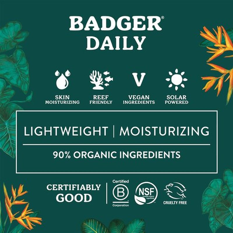Badger Mineral Daily Sunscreen with Zinc Oxide, Organic Sunscreen Moisturizer with SPF 30, Hydrating Everyday Sunscreen Lotion, Vegan, Gluten Free & Unscented Body Sunscreen, 4 fl oz (2 Pack)