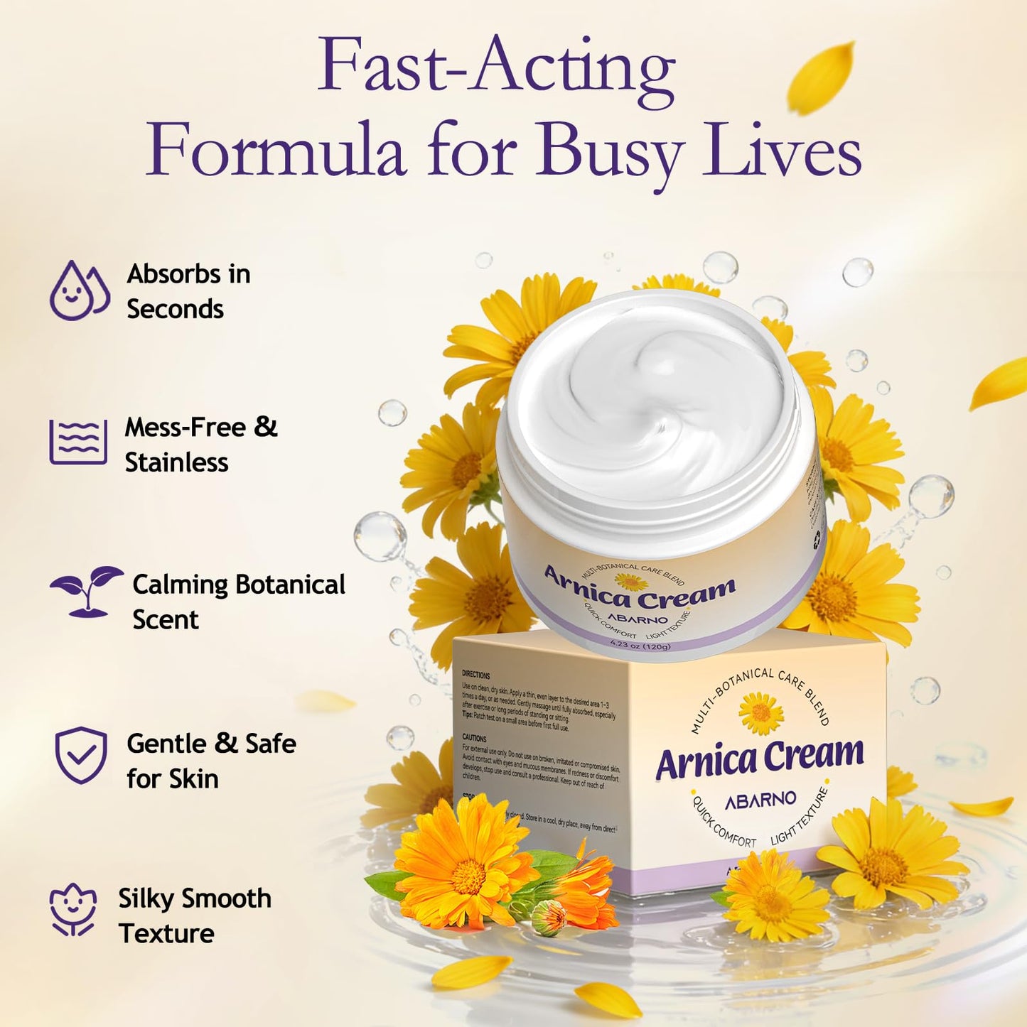 abarno Arnica Montana Soothing Body Cream, High Potency Botanical Formula, Supports Skin Vitality & Comfort, Non-Greasy & Fast-Absorbing, 4.23 fl. oz (120g)