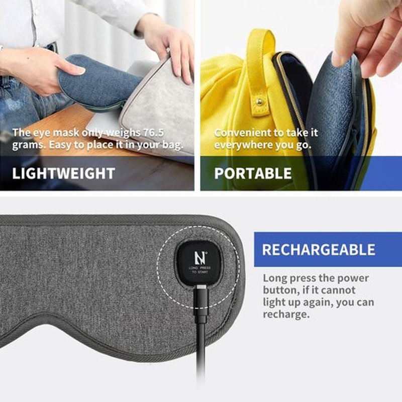 Aroma Season Cordless Heated Eye Mask for Dry Eyes Warm Compress for Stye Blepharitis Chalazion MGD,Relaxing Sleep Mask Machine Washable Perfect Light Blocked (Blue)