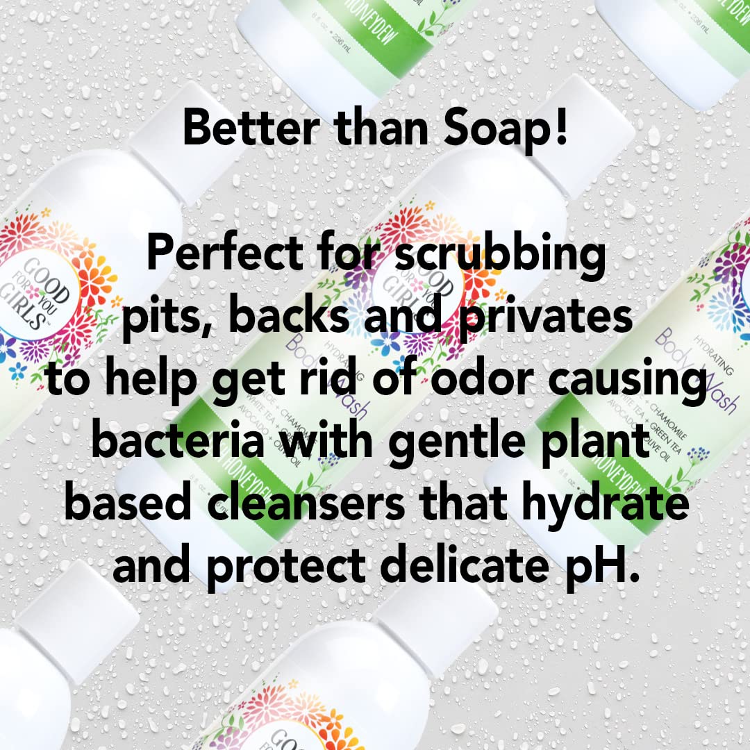 Good For You Girls Natural Body Wash with Aloe, Avocado & Jojoba Oils,Shower Gel Body Wash for Girls to Adults, Vegan and Paraben Free, Honeydew Scent (8 Fl oz)