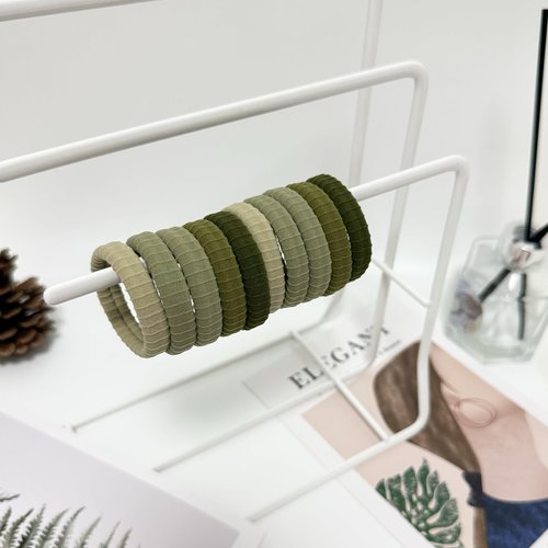 Jseng 10Packs Seamless Hair Ties for Women - No Damage Elastic Ponytail Holders Hair Accessories for Thick Curly Hair - Forest Green