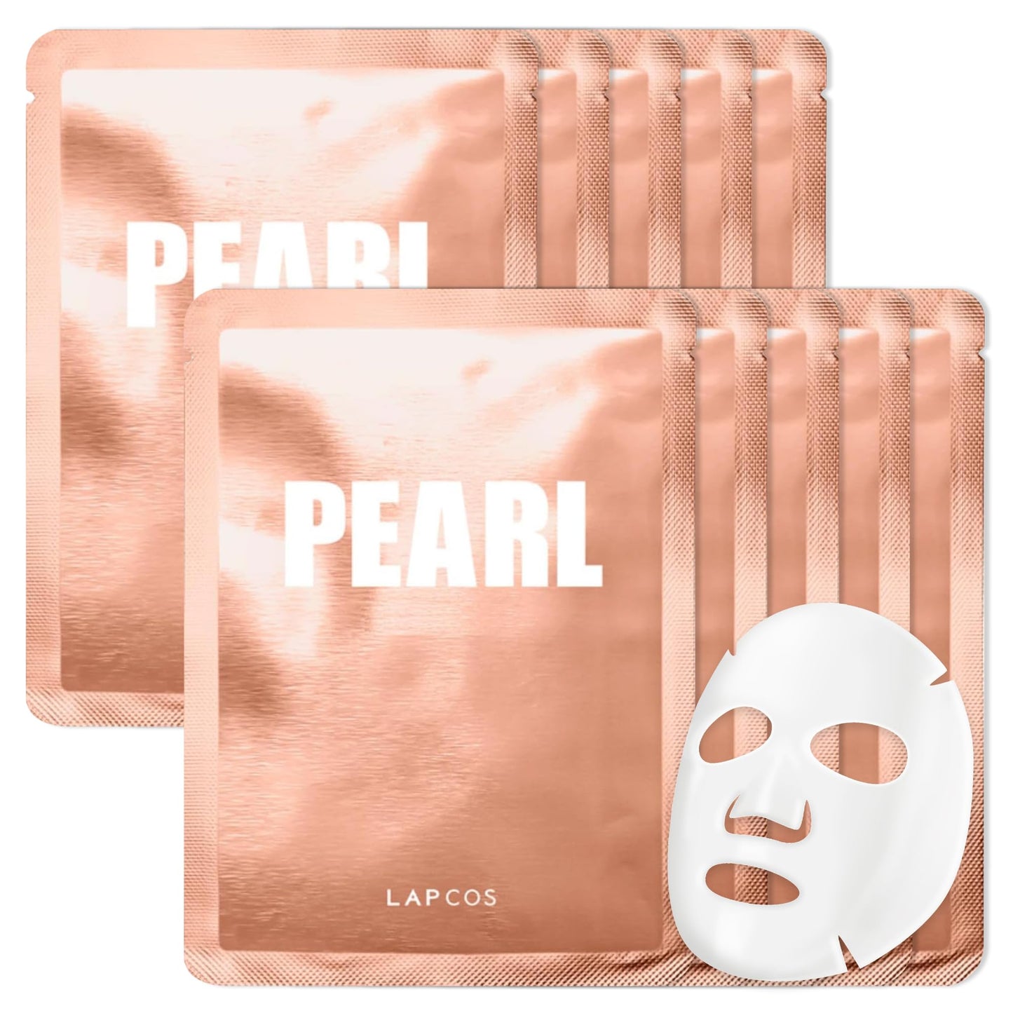 LAPCOS K Beauty Pearl Sheet Mask - Revitalizing & Refining Face Masks with Rice Ferment - Refines Uneven Texture & Dark Spots - Breathable Eucalyptus-derived Tencel Sheet Korean Skin Care (Pack of 10)