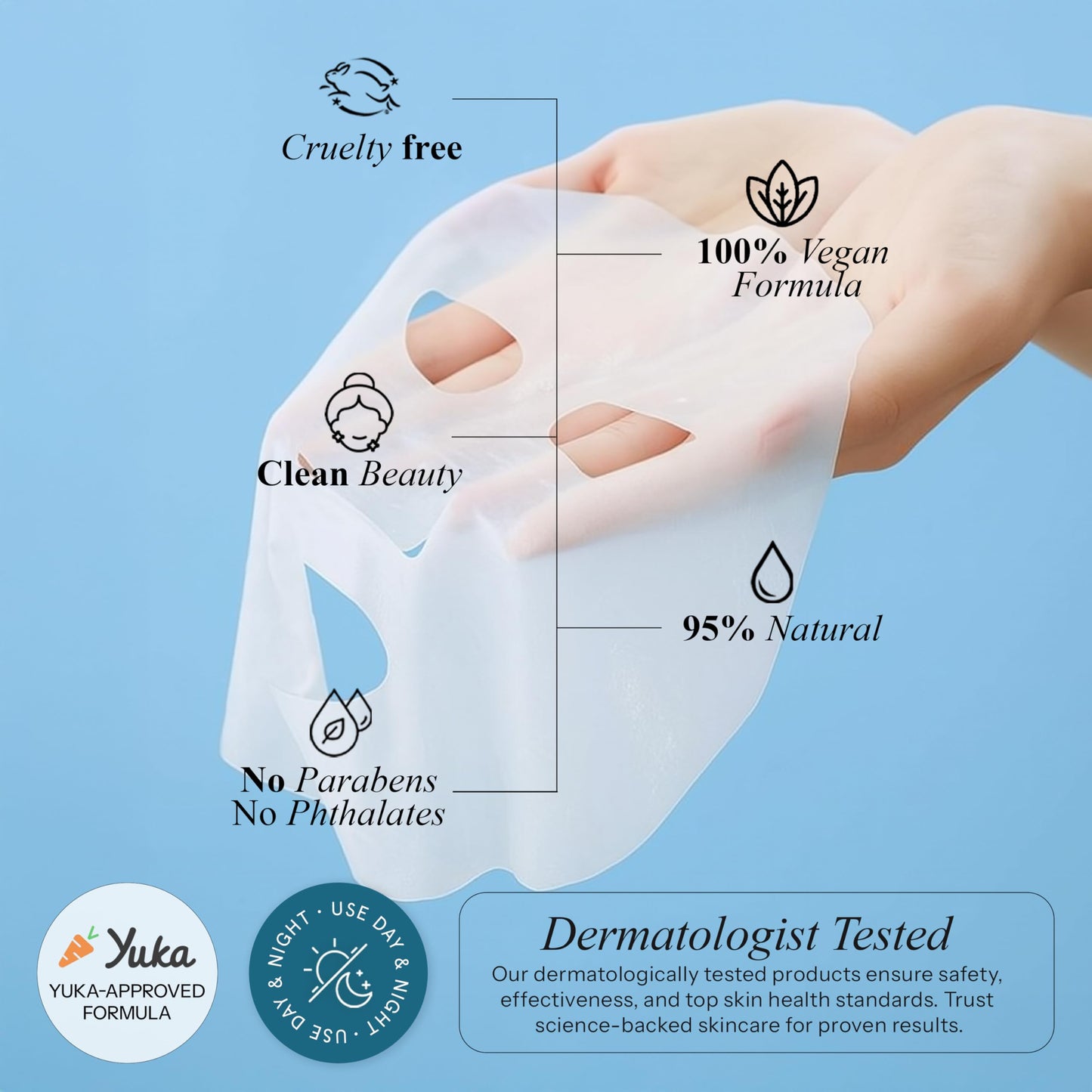 Radiant Aura Ceramide & Hyaluronic Acid Sheet Mask - Dermatologist Tested, Anti Aging, Korean Skin Care - Hydrates, Plumps Fine Lines, Supports Skin Barrier, Pre-Makeup Ready - Vegan, Clean - 5 Count