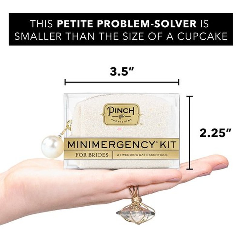 Pinch Provisions Minimergency Kit for Brides, Pearl Ivory, Includes 21 Must-Have Emergency Essential Items for Your Big Wedding Day, Compact, Multi-Functional Zipper Pouch, Perfect Survival Kit Gift