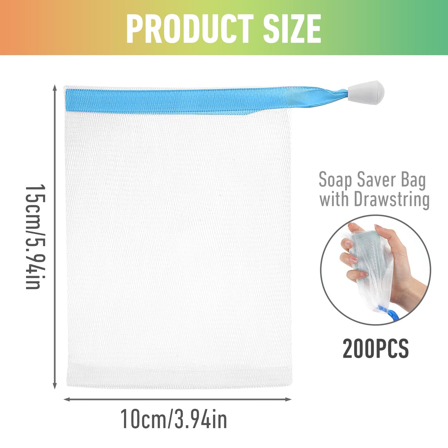 mekueeex 200 Pcs Soap Bag Handmade Bubble Mesh Bags Exfoliating Soap Pouch with Drawstring for Foaming and Drying Soft for Shower Body Facial Cleaning Tool Easy to Bubble and Store