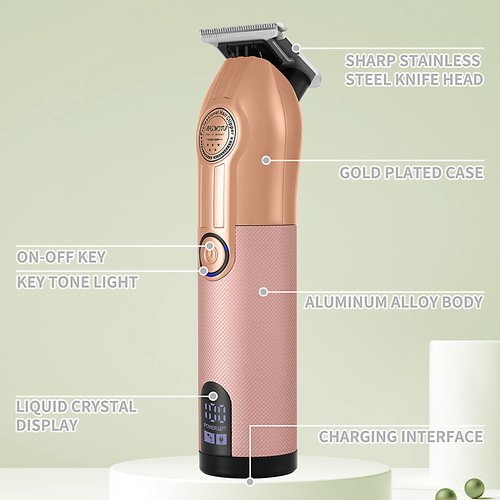 MASOVOTU Hair Trimmer for Men, Professional Hair Clippers Grooming Cutting Kit, Rechargeable Cordless Edgers Clippers Barber Beard Trimmer, Rose Gold