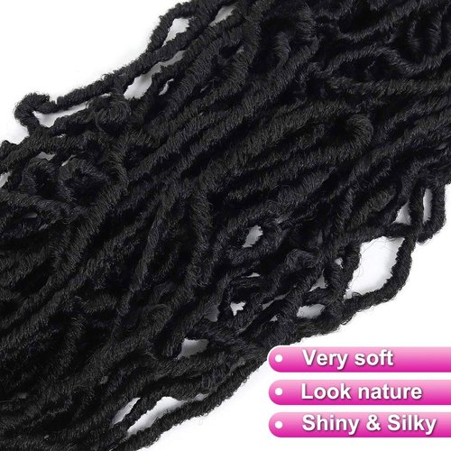 Youngther Soft locs 36 inch 6 packs Extended New Faux Locs Crochet Hair Pre Looped Synthetic Braiding Hair Extension Crochet Hair for Black Women (36 inch, 6packs,1B)