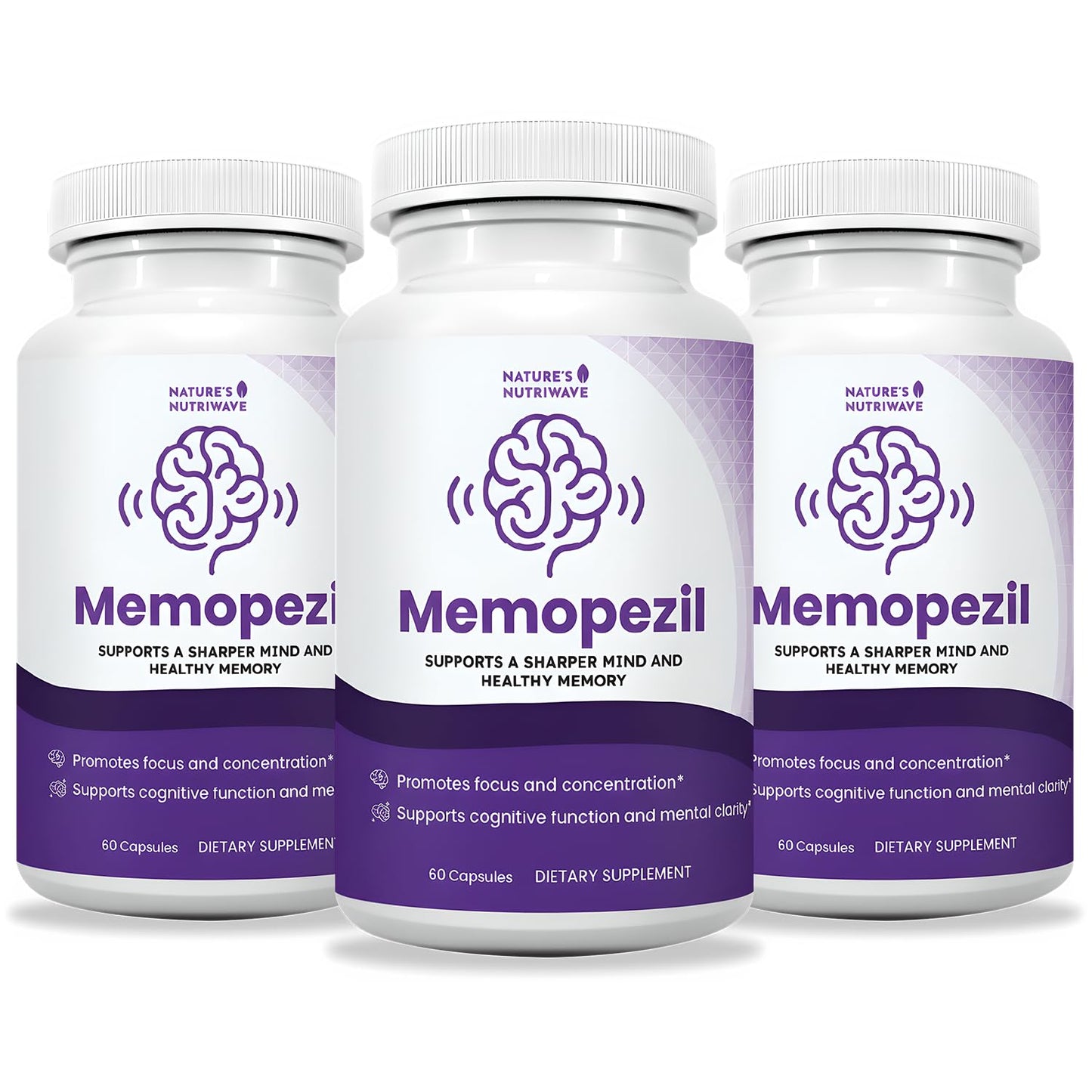 Memopezil – Vitamins A, B, C, D, E & Botanicals – 60 Ct, 3 Month Supply