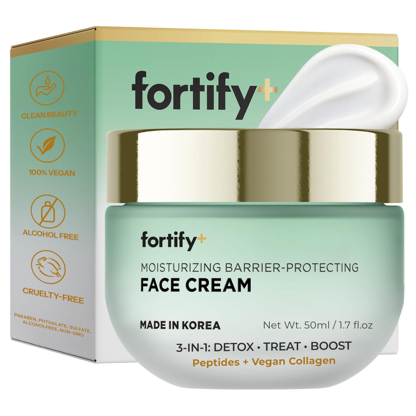 Fortify Skincare Hyaluronic Acid Moisturizer For Face with Collagen & Aloe - Dermatologist-Tested Anti-Aging Korean Skin Care - Ultra Hydrating & Nourishing - Fragrance & Alcohol-Free - 50ML/1.7Fl.Oz