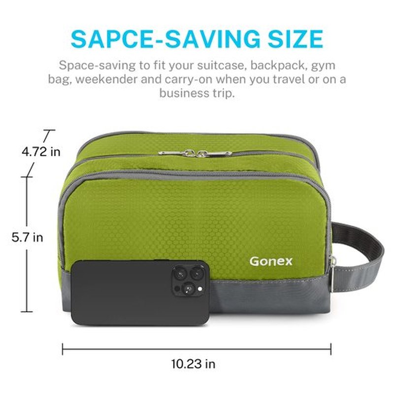 Travel Toiletry Bag Nylon, Gonex Dopp Kit Shaving Bag Toiletry Organizer Green