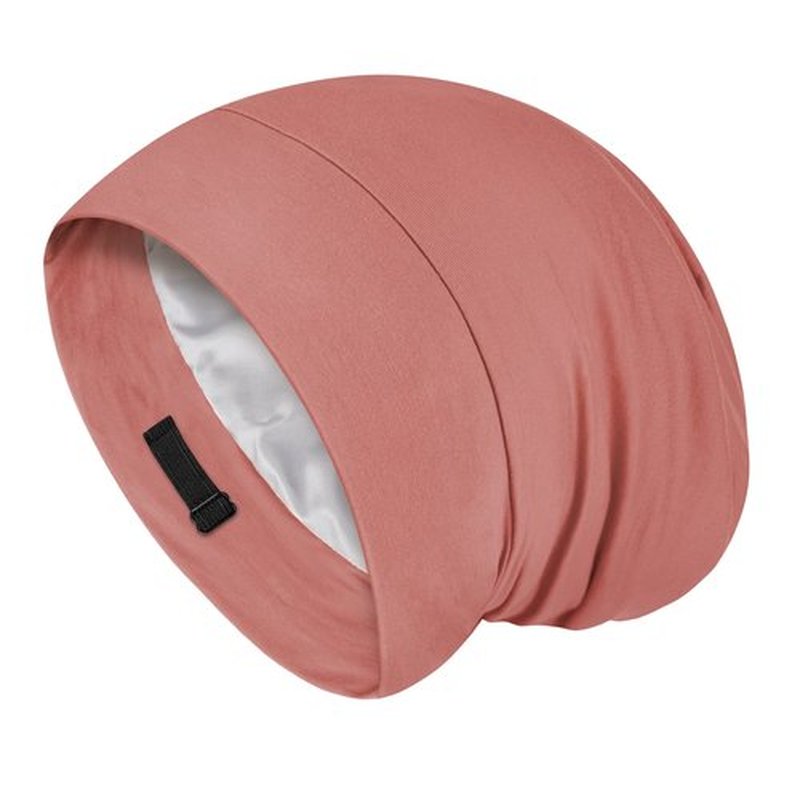 Fittia Satin Hair Bonnet for Sleeping, Silky No Frizzy for Curls Care, Adjustable Strap for Non-Slip, Dreadlocks Cap for Women&Men Brown Red