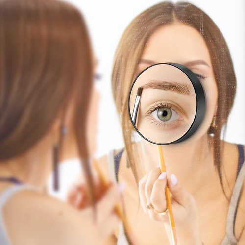 MIYADIVA 30X Magnifying Mirror, Small Magnifying Mirror with Suction Cup and Tweezers, As a Travel Magnifying Mirror, Compact Mirror Set for Plucking Eyebrows 3.5 Inches