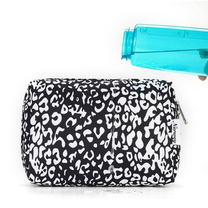 Large Makeup Bag Zipper Pouch Travel Cosmetic Organizer for Women (Large, Black Leopard)