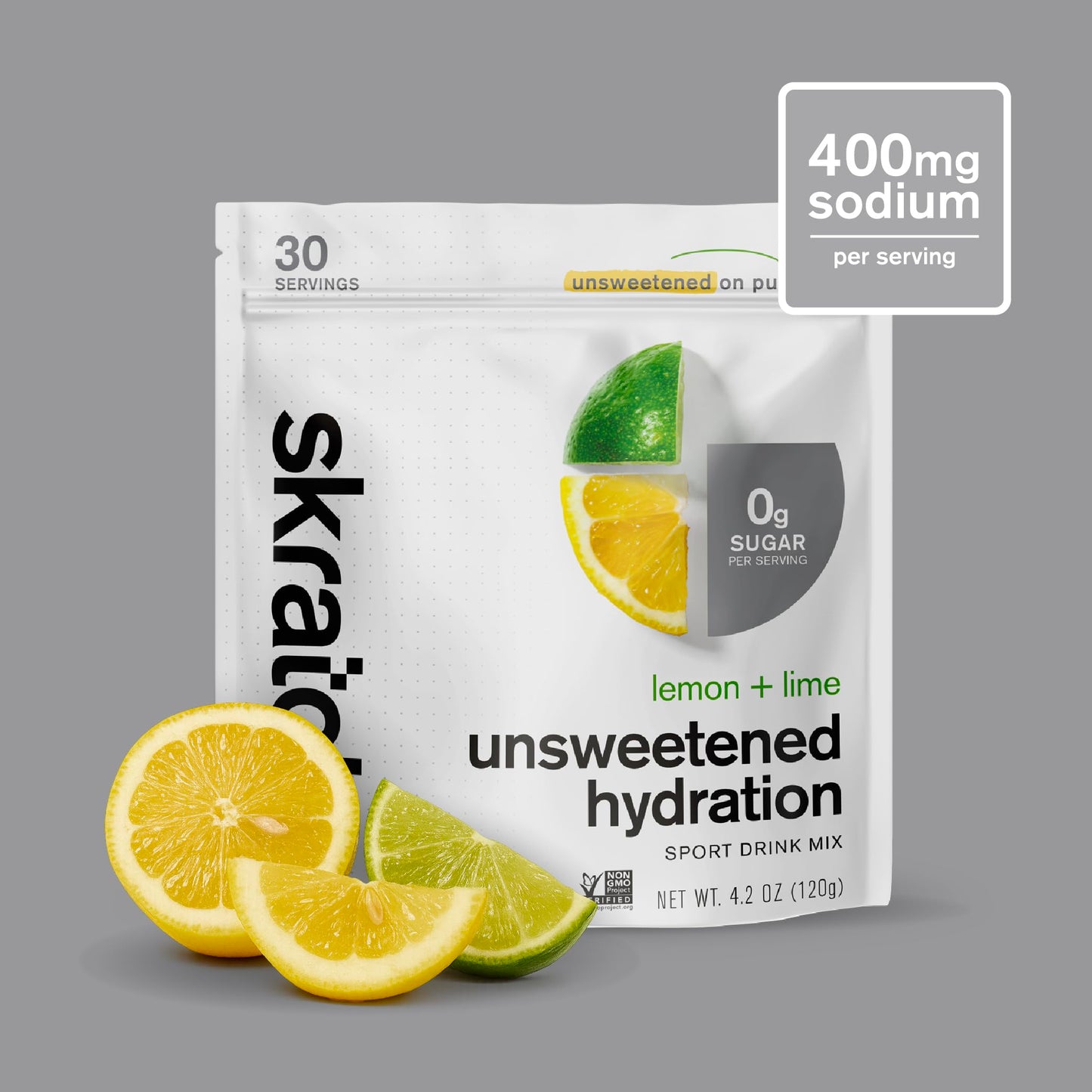 Skratch Labs Unsweetened Hydration Sport Drink Mix, Lemon Lime, 30 Servings