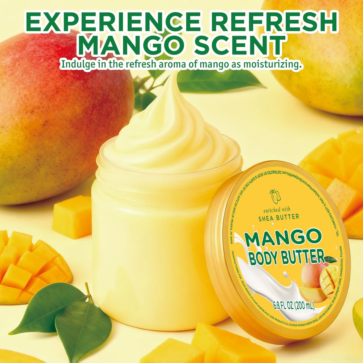 Embleaf Mango Body Butter, Shea Body Butter for Women Dry Skin, Natural Mango Lotion for Body Care Smell Good-6.8 floz(200ml)