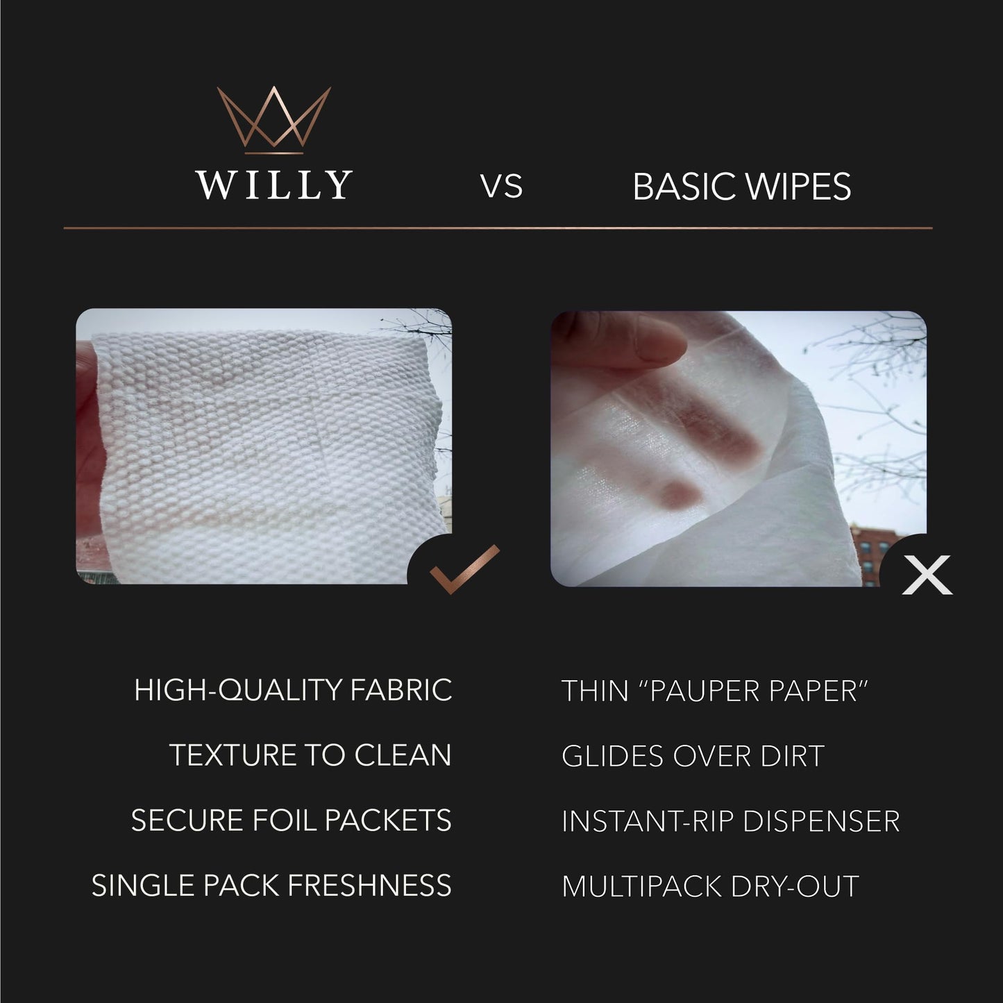 WILLY WIPES® for Men | The Imperial Box (24-Count) | Premium Textured Intimate Hygiene Washcloths | Odor-Defying Single Packets | Foreskin Safe & Residue Free Royal Bath-to-Go