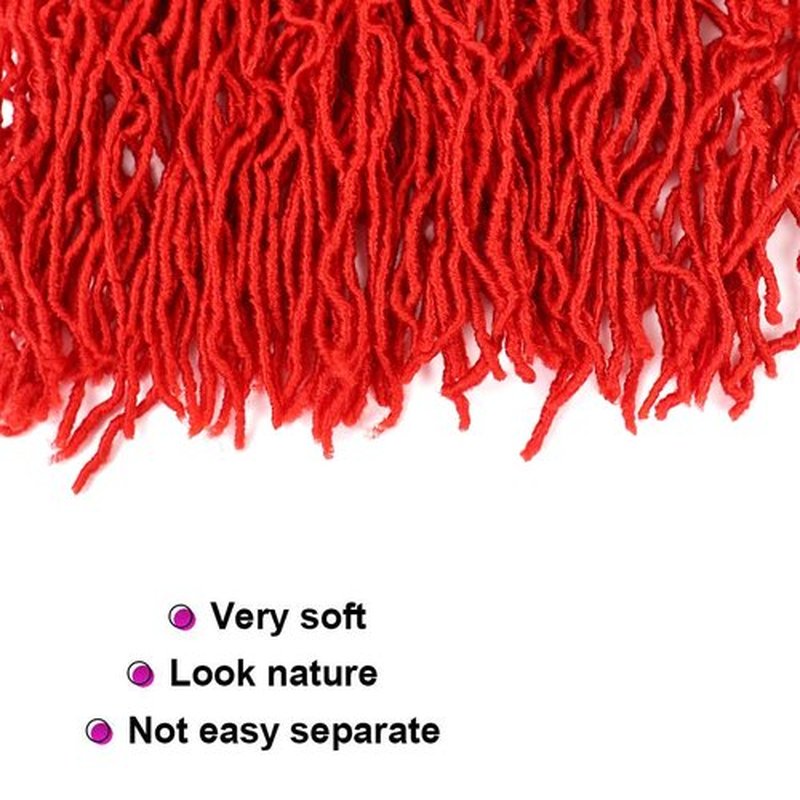 Youngther Red Faux Locs Crochet hair 24 inch 6 Packs New Soft Goddess locs Crochet Hair Pre Looped Synthetic Crochet Braiding Hair Extensions (24 inch (Pack of 6), Red)