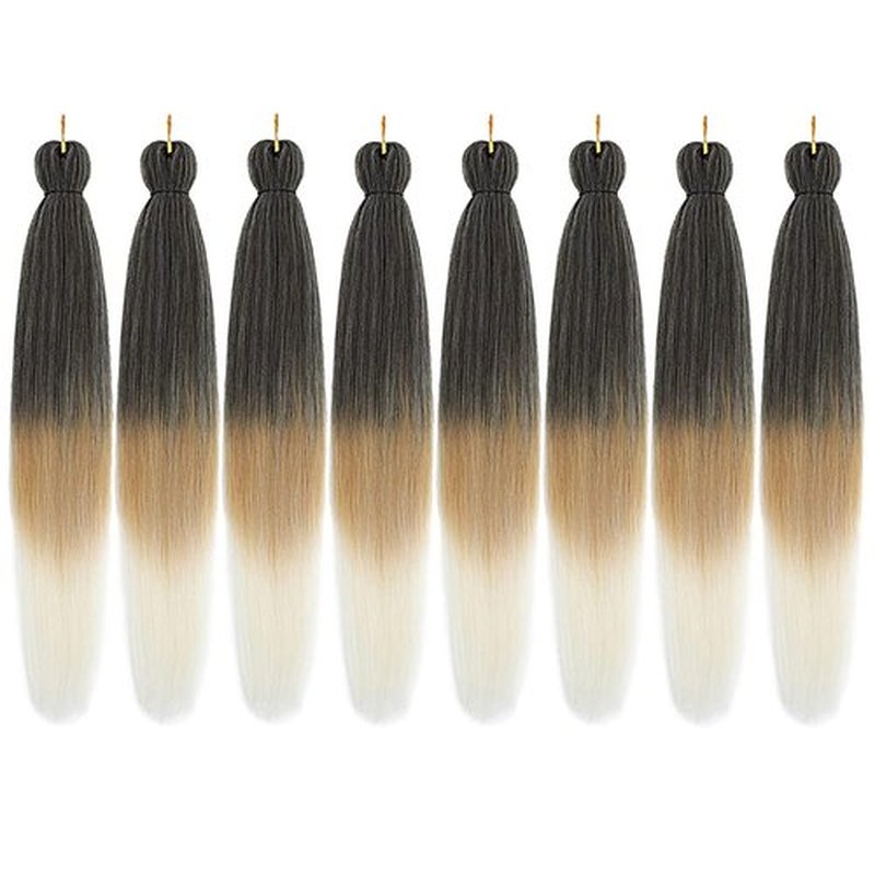 Liang Dian Pre-Stretched Braiding Hair 28 Inch 8 packs Hot Water Setting Synthetic Hair Crochet Braiding Hair Extension (1B/27/613)